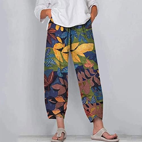 Миашуи деловни обични женски панталони 12 кратки широки нозе на половината печатени панталони памучни панталони панталони жени обична фигура