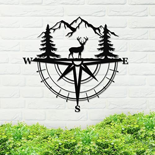 Знак за компас на метални елен - домашен декор, сопствен метален знак, метални знаци, знак за украси за дома, подарок за домаќинство
