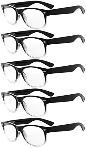 Очила за читање на очила за очите на 80-тите 5 пакувања со црно-чиста рамка читатели +4,00