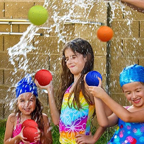 Мести 16 парчиња балони за еднократно вода, само -запечатување силиконски водни бомби Брзо пополнете ги играчките на отворено вода, активности