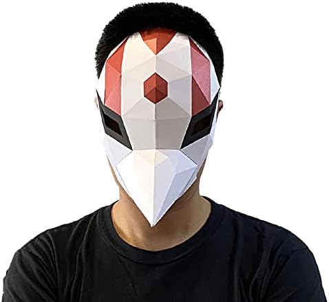 Mumuyilin Јапонска нинџа врана лице со маска за хартија за хартија за костуми за забава, низок поли 3Д -хартија за уметност оригами,