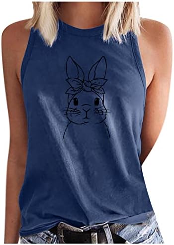 Велигденски резервоар врвот за жени секси маица без ракави, симпатична животинска графичка маица, кошула околу вратот минималистичка