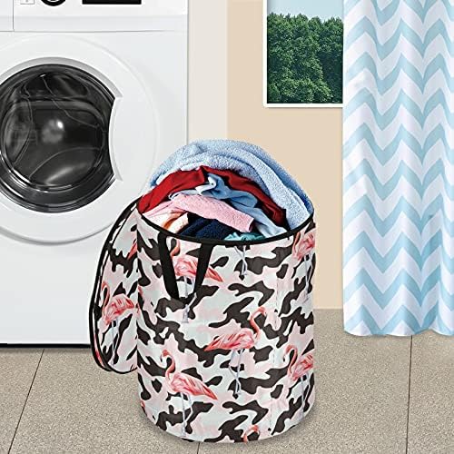 Фламинго розово се појавува алишта за перење алишта со корпа за складирање на капаци за преклопување на капакот за кампување домашна
