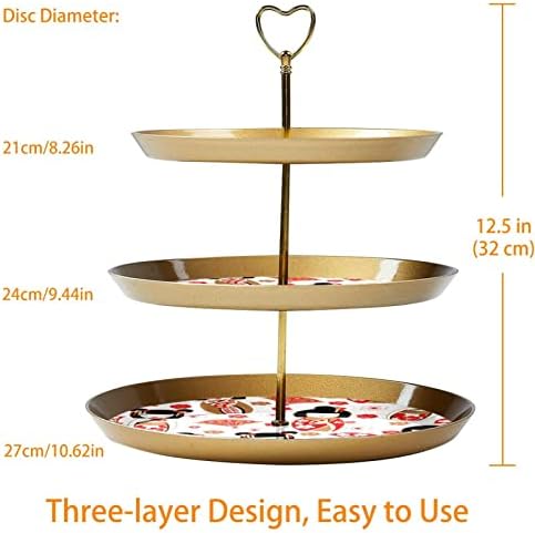 3 нивоа пластична кула за куќи со табела со лента за сервирање, златно кула кула, кула, јапонски кукли за десерт за торта за овошје од