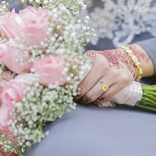 Прстени злато и сребрен сончоглед прстен Отворени прилагодливи прстени за вознемиреност што го олеснуваат стресот стабилни прстени накит