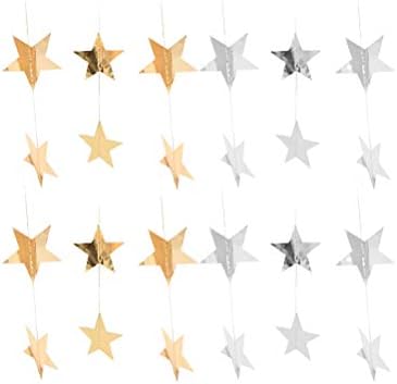 Амосфун Петкратна Забава Во Облик На Ѕвезда Венец Распоред На Роденденска Забава Висечка Декорација Сребрена Златна За Секоја
