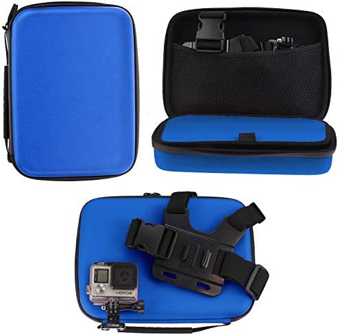 Navitech 9 во 1 Комбо комплет за додатоци на камера и груб сино складирање кутија компатибилен со Sony Action Cam HDR-AS15 | Sony Action Cam