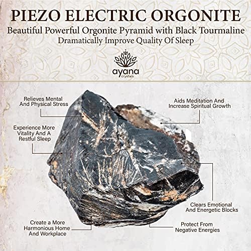 Ајана Пиезо Електрична оргонитна пирамида со бионизирани црни турмалински кристали | Заштита на е-емисија, моќна алатка за медитација на енергија со чакра, внатреш