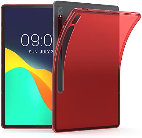 Kwmobile Случај Компатибилен Со Samsung Galaxy Tab S8+ Плус/Galaxy Tab S7+ Плус Случај - Мека Tpu Заштитник На Грбот Капак За Таблета-Црвена/Транспарентна