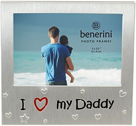 Бенерини „Го сакам татко ми“ - подарок за рамка за слики - 5 x 3,5 - Подарок за алуминиумска сребрена боја за него