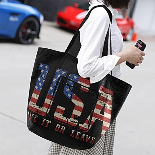САД Американско знаме со преклопување на рамената торба за намирници за намирници, тешка школа торба за купување торба за спортски багаж