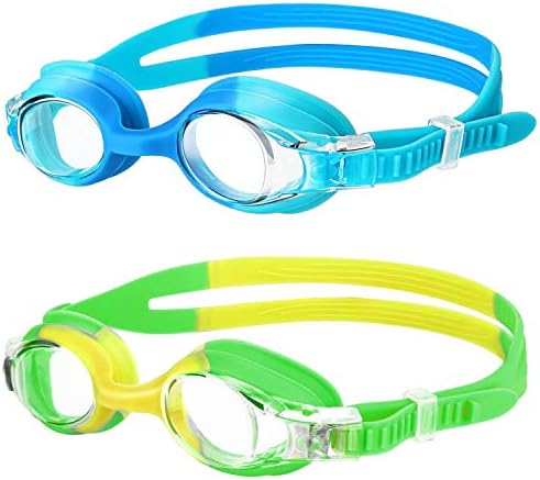 Детска очила за пливање, 2 пакувања Очила за пливање без протекување против магла деца очила за девојчиња за момчиња