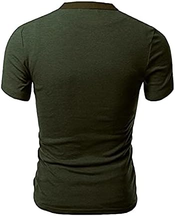 Машка кошула на Хенли Обичен тенок маички со кратки ракави со меки V вратот Обично основно копче нагоре на врвови на врвови