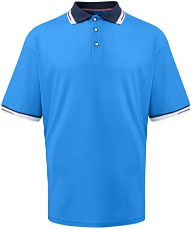 Менси кошули летни обични лапчиња за зашивање на контрастна боја маица спортски модни кошули со кратки ракави кошули
