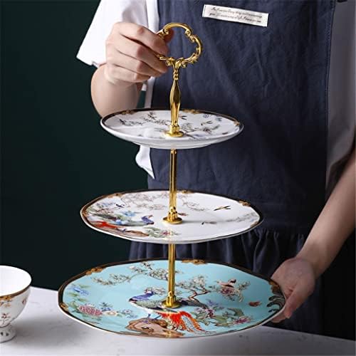 СЛАТИОМ Нов Кинески Десерт Контра Попладне Чај Торта Полица Керамички Ражен Плоча Три нивоа Десерт Плоча Овошје Плоча