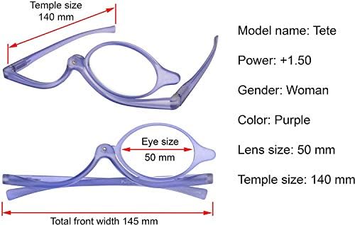 Очилата за шминка за шминка за мела за вртење единечни леќи сочинуваат апликации за звучни очила за очила Виолетова рамка