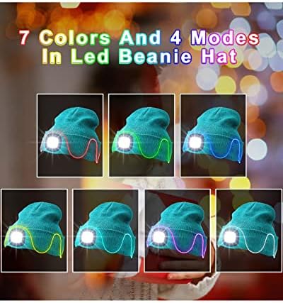 Szyicong LED Beanie со лесна, топла плетена капа за зимска безбедност, 7 бои 4 режими, unisex beanie капа со лесни подароци,