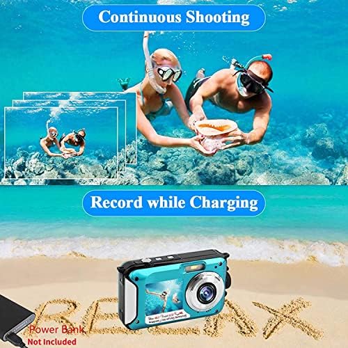 Водоотпорна дигитална камера на Зоопи, селфи за видео рекордер со 48MP HD, подводна камера 2.7K видео камера за нуркање, одмор/480