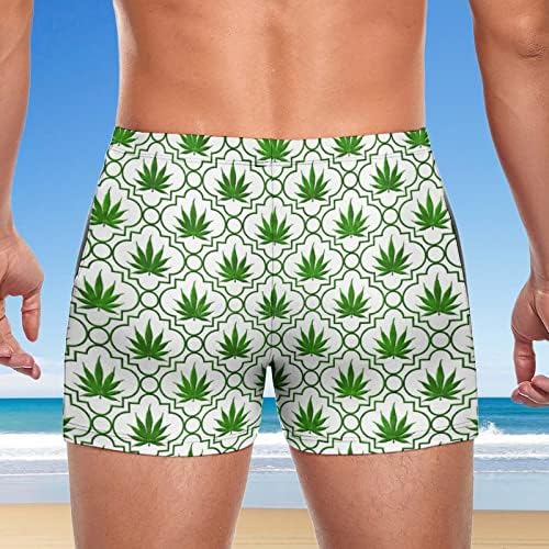 Зелен плевел лисја шема за мажи квадратни нозе Стилки за пливање Спорт боксер костум за капење летна плажа кратка еластична облека за пливање
