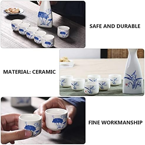 Aboofan 7 парчиња керамички чаши за раствор за шише јапонски раб стакло сет купови чај од кунгфу поставени за дома кујна кафе чај саке
