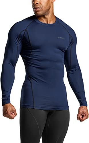 TSLA 1 или 3 PACK MEN'S UPF 50+ кошули за компресија со долг ракав, кошула за атлетски тренинзи, чувар на осип на вода во вода