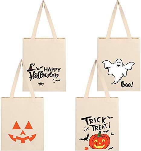 4 парчиња торби за Ноќта на вештерките третираат еднократно платно кеси цртани филмови за Ноќта на вештерките со тиква и дизајн