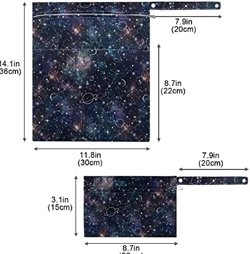 ЗЗХХБ Галакси Ѕвезда Соѕвездие Водоотпорна Влажна Торба Ткаенина За Повеќекратна Употреба Пелена Влажна Сува Торба Со Патент Џеб За Патување