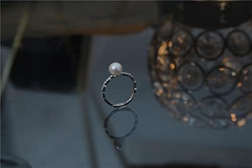 925 银开口 戒指 正 圆 强光 珍珠 戒指单 颗 珍珠 小众 设计 环女