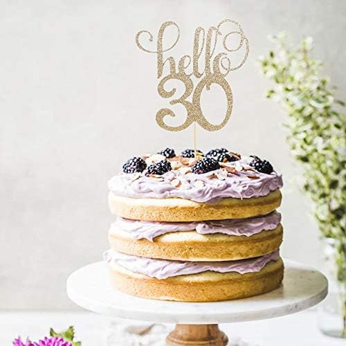 Здраво 30 Сјај Торта Топер-30-годишнината Од Свадбата Торта Топер, Партија Торта Декорација, 30иш, Среќен 30-ти Роденден,Фото