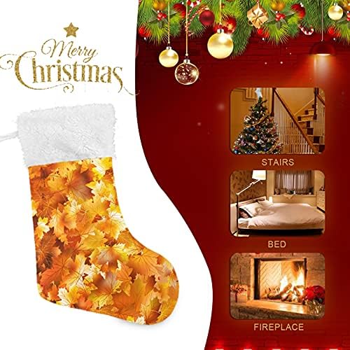 Божиќни чорапи на Алаза, светли лисја од јавор во есенски класични персонализирани големи декорации за порибување за семејни сезонски празници Декор 1 пакет, 17,7 '' 28