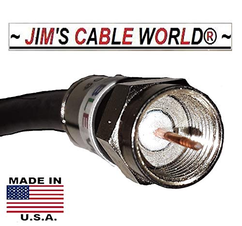 Jims Cable World 6 Црн дигитален HD квалитет 75 ом RG-6 Три-штит Коаксијален кабелски рака изработен и изработен во САД