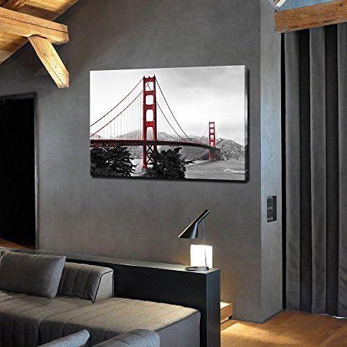 Levvarts - Современа homeидна уметност за украси за дома, Сан Франциско Голден Гејт мост слика слика на платно печатење истегната рамка од дрво,