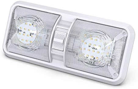2 пакувања RV LED таванот со двојна купола светлина со вклучен/исклучен прекинувач за внатрешно осветлување за автомобил/RV/приколка/кампер/брод