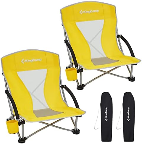 Кингкамп со ниски преклопни столици за возрасни, преносен лесен стол за прашка со низок удар, со потпирач за глава, држач за чаши, носење