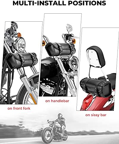 Кејми за моторцикли со мотоцикли, торба со моторцикли, торба со кожена универзална седлочка сад за моторцикл, лента за складирање на мотоцикл,