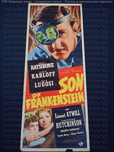 Син на Франкенштајн 1939 Карлоф Лугоси 14 x 36 Вметнете Универзален хорор!