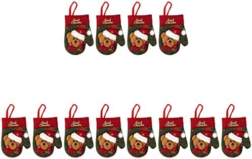 ДОИТУЛ 12 Парчиња Божиќни Ракавици Машина За Сечење И Вилушки Држач За Прибор За Јадење Бонбони Торби За Подароци Божиќна Декорација (Мала