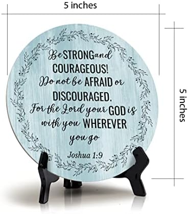 Бидете Силни и Храбри! Џошуа 1: 9 Сино Дрво Боја Круг Табела Знак