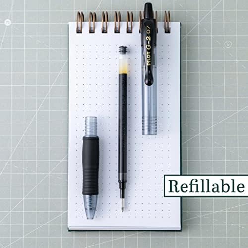 Пилот G2 Premium Fillable и Retractable Gel Pens Pens, Fine Point, 8 бои, 8 Count & G2 Premium Refillable & Rutractable Rolling Ball Gel пенкала, фино точка, црна, 8-пакет