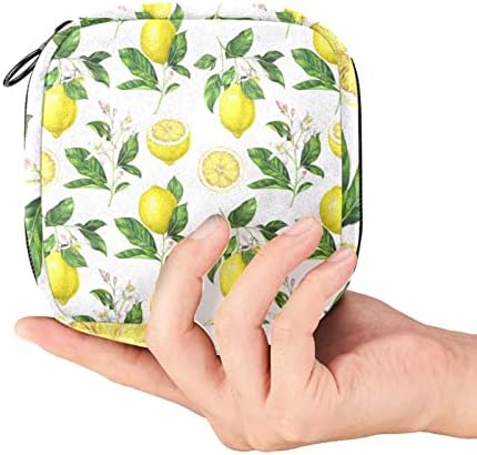 Период торби за училиште, санитарна торба за складирање на салфетки за женски влошки, овошје жолт лимон шема дами менструална чаша торбичка