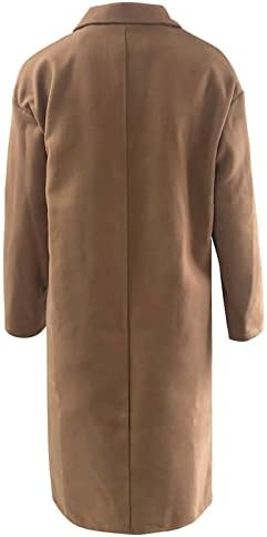 Cokuera Womens Fashion Coly Coary Cature Classy Долг ракав есен зимски јакна лапел преголем двојно гради волко-палто