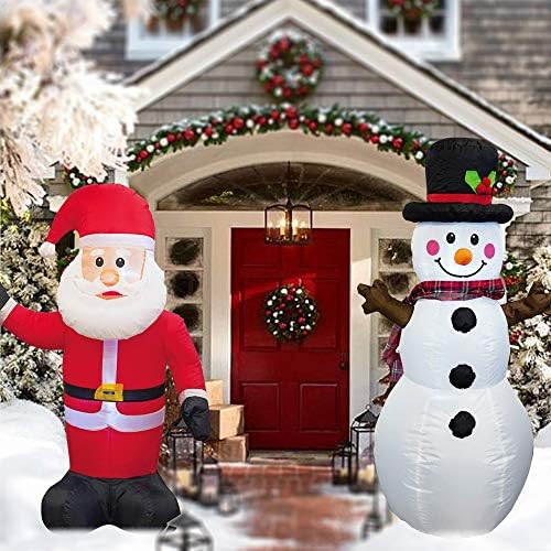 Funpeny 4 ft сет од 2 Божиќен надувување Дедо Мраз со снежен човек, затворен отворен надувување Божиќни украси со вградени LED диоди, Божиќ разнесе