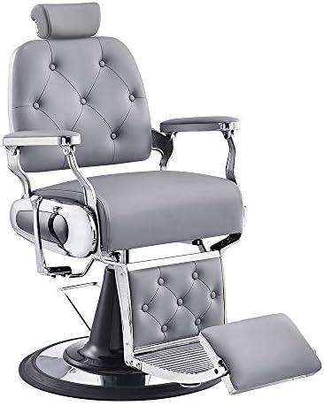 Барбер стол со тешки хидраулични столчиња за берберинг титан во сива боја
