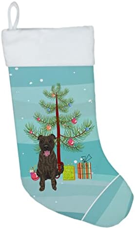 Богатства на Каролина WDK3108CS Пит Бул Бриндл 1 Божиќно Божиќно порибување, камин виси чорапи Божиќна сезона забава Декори за семејни празници,