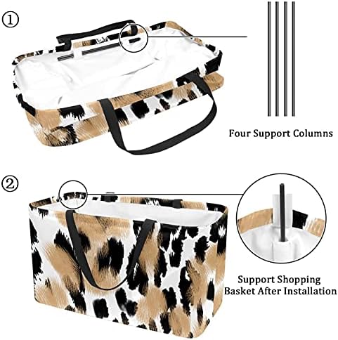 Lorvies животински леопард шема за еднократно склопувачки издржлива торба за купување намирници - Тешка голема структурирана тота
