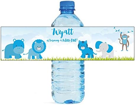 Етикети за шише со вода за момчиња џунгла одлично за сите видови на забави и добиваат лесни за употреба на етикети за самостојни стапчиња