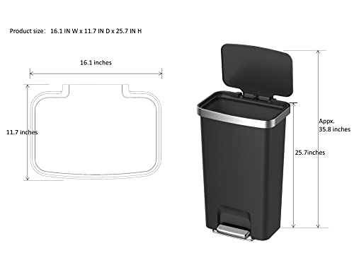 Jimory 11.9 галон за отпадоци, пластичен чекор на кујната за отпадоци
