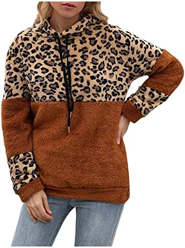Женски секси џемпери пулвер леопард печати кадифен џемпер јакна пулвер руно џемпер јакна пролет
