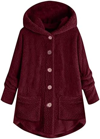 Twgone Зимски топли јакни за жени Фази од руно качулка со капчиња за надворешни кадифери со џеб со џеб