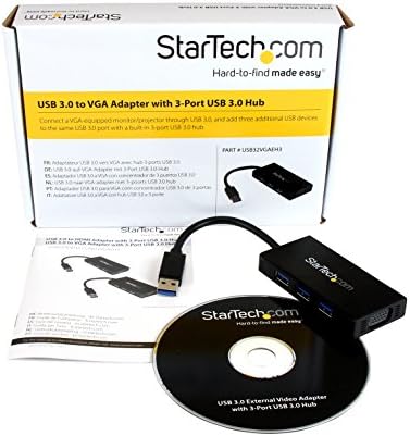 Startech USB 3.0 до VGA Надворешен монитор Графички адаптер со 3-порта USB Hub 3.0 Mini Dock